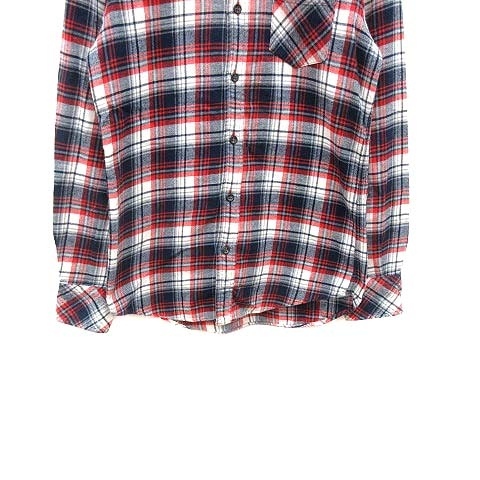  Ships SHIPS flannel shirt check long sleeve red red navy blue navy /YK #MO lady's 