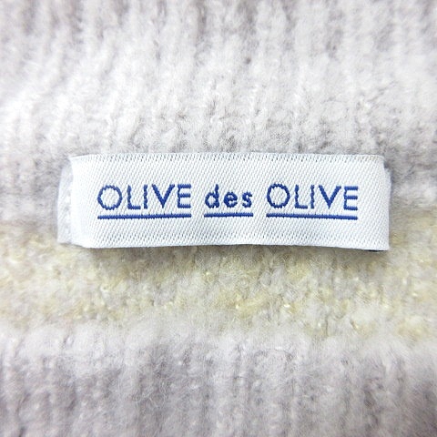 オリーブデオリーブ OLIVE des OLIVE セットアップ 上下 ニット セーター チェック 長袖 フレアスカート ミニ F 薄紫 パープル レディース_画像3