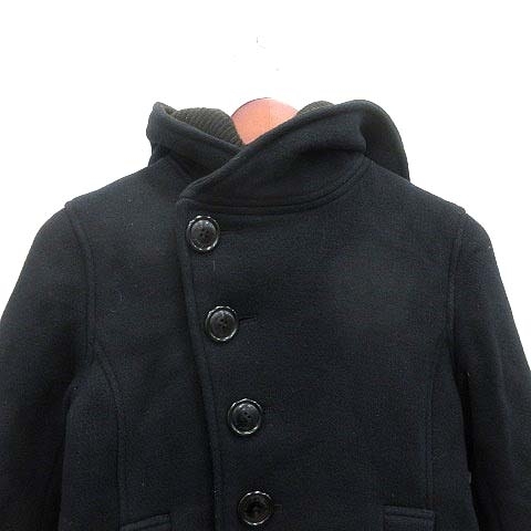  Sunao Kuwahara sunao kuwahara long coat total lining hood wool S navy blue navy /YK #MO men's 