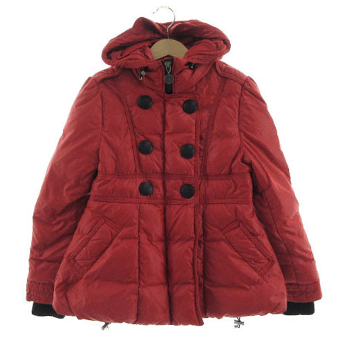 モンクレール MONCLER ダウンジャケット フーディー ロゴワッペン ダブルジップ ダウン80％ レッド 赤 128 キッズ_画像1