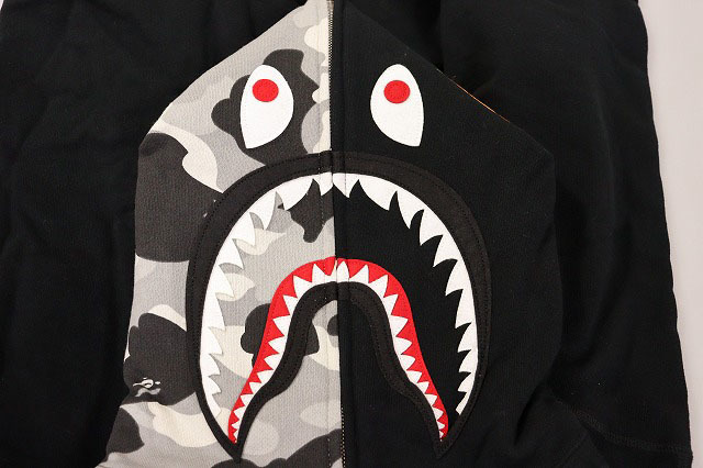  A Bathing Ape A BATHING APE CLASSICS SHARK FULL ZIP HOODIE L black gray duck Shark full Zip Parker f-ti-23