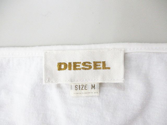 ディーゼル DIESEL 長袖 カットソー M 白系 ホワイト プリント ビーズ 透け感 レディース_画像3