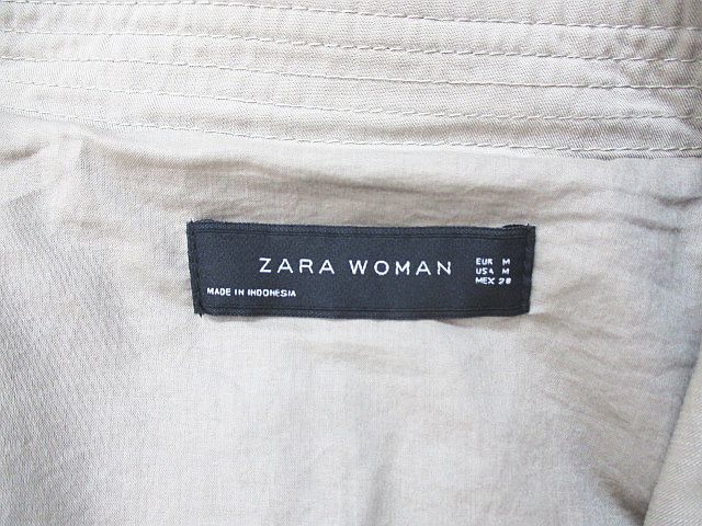 ザラウーマン ZARA WOMAN トレンチコート ロング丈 M ベージュ 無地 ダブルボタン 裏地 薄手 レディース_画像3