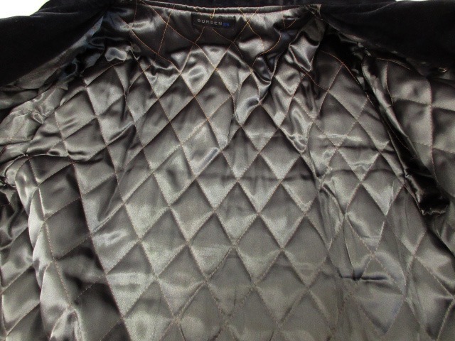 バーデン BURDEN ダブルライダースジャケット ベロア 裏地キルティング ブラック 38 メンズの画像4