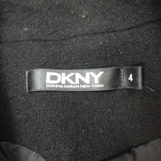 ダナキャランニューヨーク DKNY ウール 100％ メルトン チェスター コート ジャケット ブルゾン アウター ホック開閉 サイズ4 黒_画像5