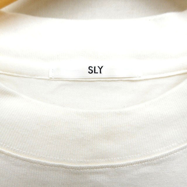 スライ SLY 半袖 Tシャツ カットソー 丸首 無地 オーバーサイズ F オフホワイト 白 /FT43 レディース_画像3