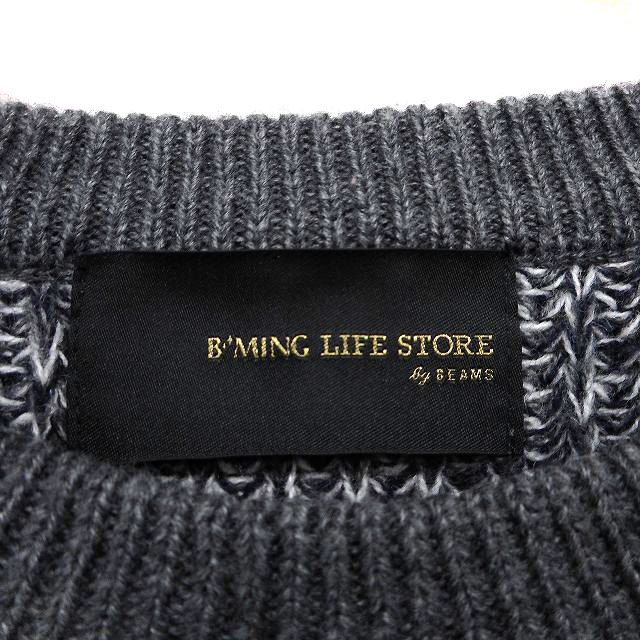 ビーミングバイビームス B:MING LIFE STORE by BEAMS ニット セーター リブ 切替 メランジ スリット クルーネック 長袖 グレー_画像3