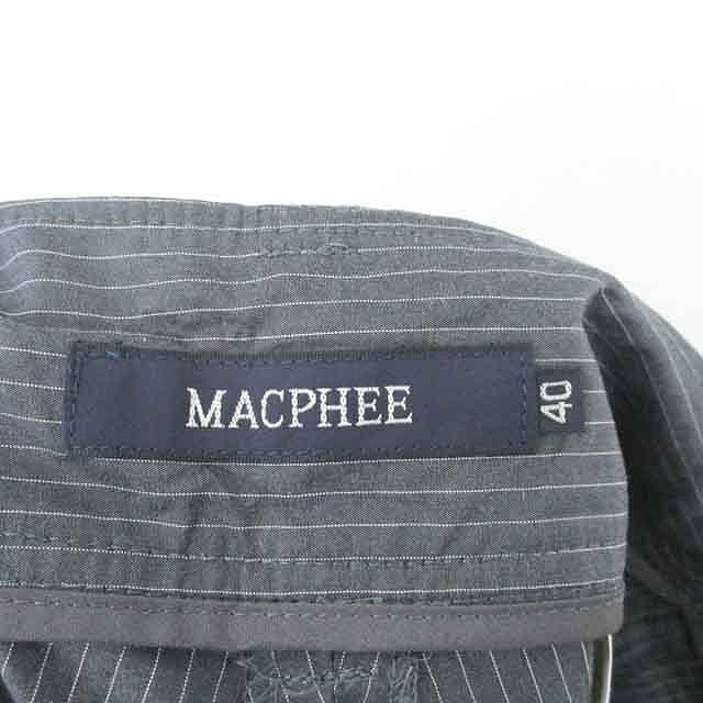マカフィー MACPHEE トゥモローランド パンツ ストレート ストライプ ロング 薄手 40 チャコールグレー /TT9 レディース_画像3