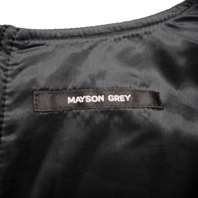 メイソングレイ MAYSON GREY ジャンパースカート 膝丈 切替 ニット チェック 柄 ベルト ノースリーブ Vネック 1 黒 /HT33 レディース_画像3