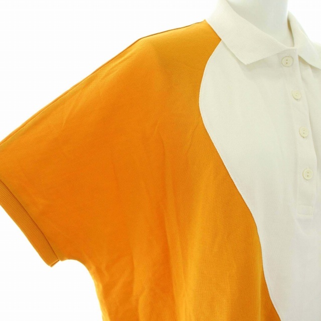 ラコステ LACOSTE ポロシャツ ロゴ ドルマンスリーブ 半袖 S オレンジ 白 ホワイト 紺 ネイビー /DK レディース_画像4
