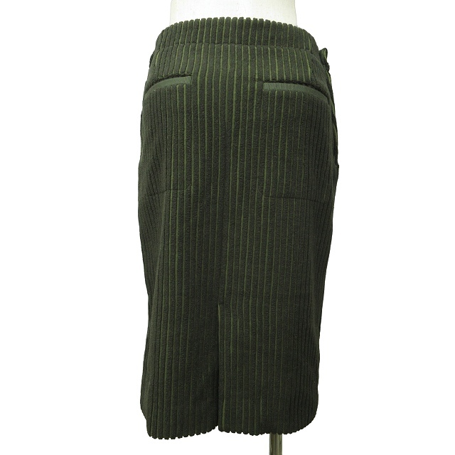 ドゥロワー Drawer 美品 近年モデル スカート ストライプ柄 金ボタン 緑 グリーン 36 約S 1007 IBO44 レディース_画像3