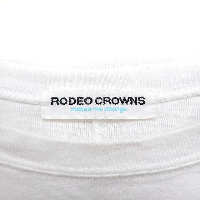 ロデオクラウンズ Rodeo Crowns オーバーサイズ Tシャツ カットソー 半袖 丸首 ラウンドヘム コットン 綿 F ホワイト 白 /FT11 レディース_画像3