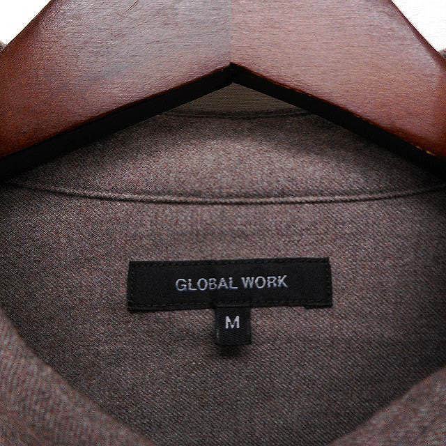 グローバルワーク GLOBAL WORK シャツ カジュアル 長袖 胸ポケット 無地 M モカ /FT21 メンズ_画像3