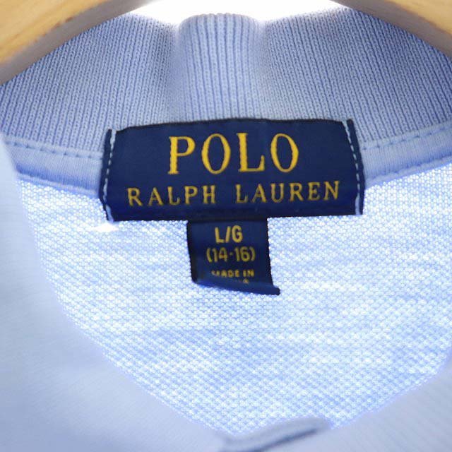 ポロ ラルフローレン POLO RALPH LAUREN KIDS ポロシャツ 半袖 鹿の子 コットン L/G 水色 ライトブルー /AM ■OS キッズ_画像3