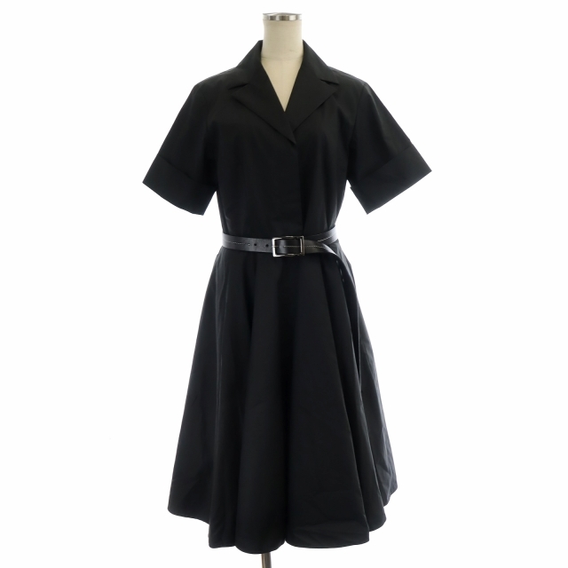 フォクシー FOXEY Dress Belle Epoque ベルト付き ワンピース 半袖 ひざ丈 38 黒 ブラック /MF ■OS レディース