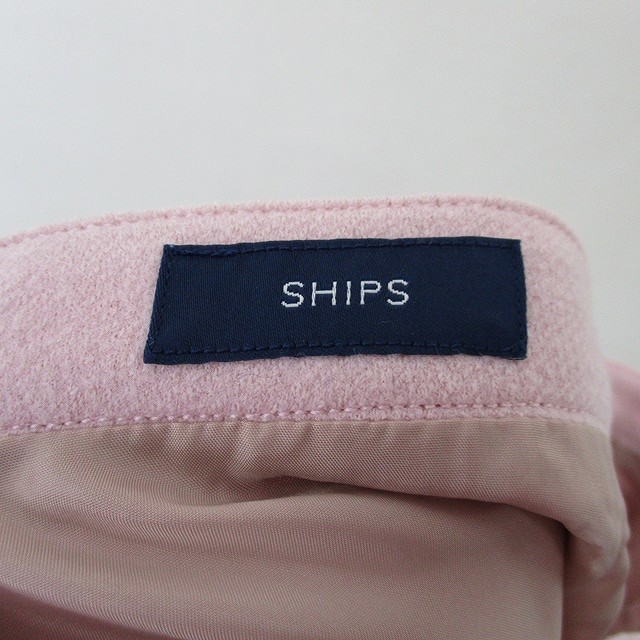 シップス SHIPS フレア スカート ひざ丈 ウール 無地 シンプル サイドジップ 36 ピンク /TT35 レディース_画像3