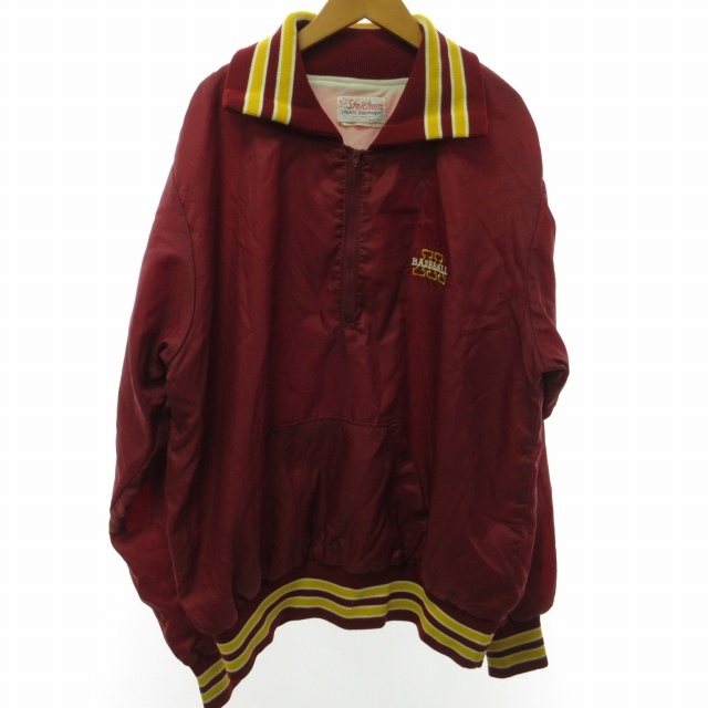 steichens ヴィンテージ ベースボール ブルゾン ハーフジップシャツ ジャケット 赤 レッド 約L 1009 メンズ