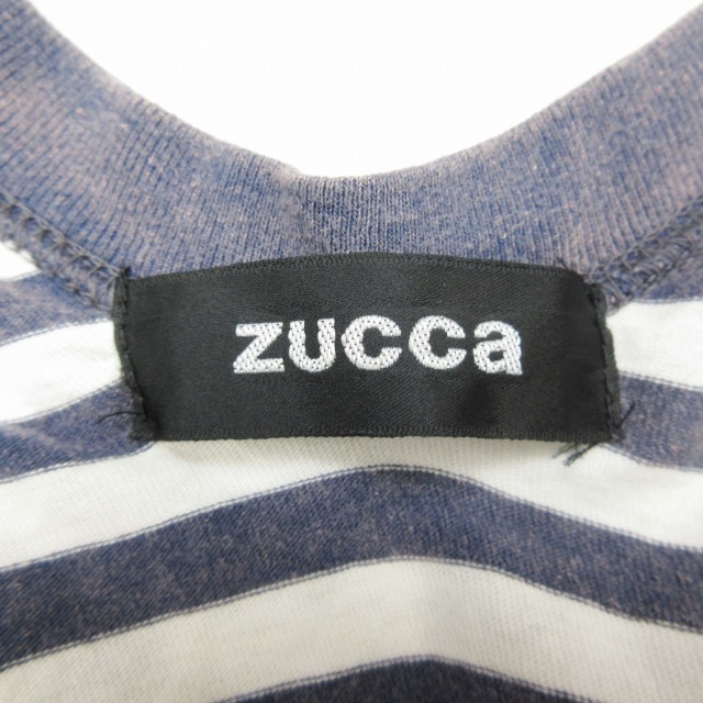 ズッカ zucca ボーダー オーバーサイズ Tシャツ 七分袖 製品加工 ビッグシルエット Vネック ドロップショルダー USED加工 プルオーバー_画像7