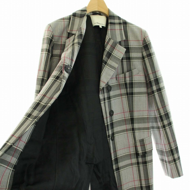 3.1 Philip rim 3.1 phillip lim tailored jacket check side Benz P191-6046WBS total lining 0 XS gray /DK lady's 