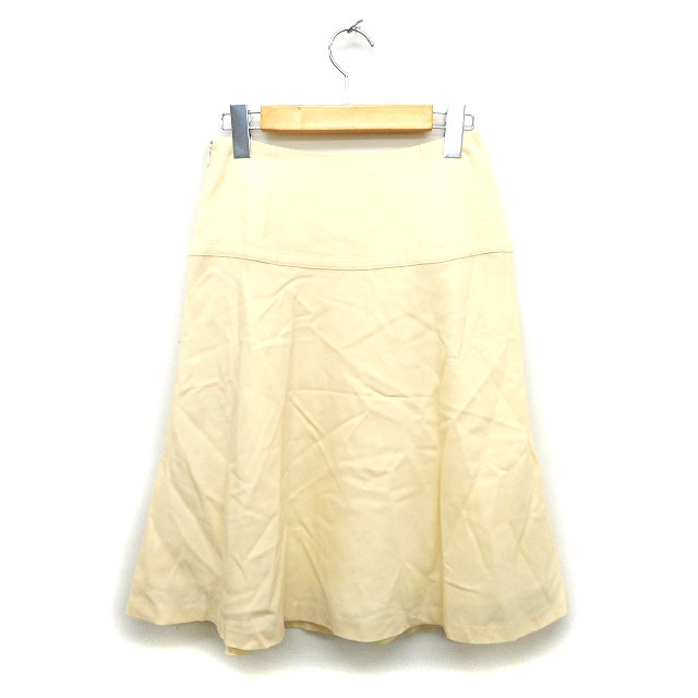 クレイサス CLATHAS スカート フレア ひざ丈 ウール 装飾 サイドジップ 36 クリーム /NT31 レディース_画像2