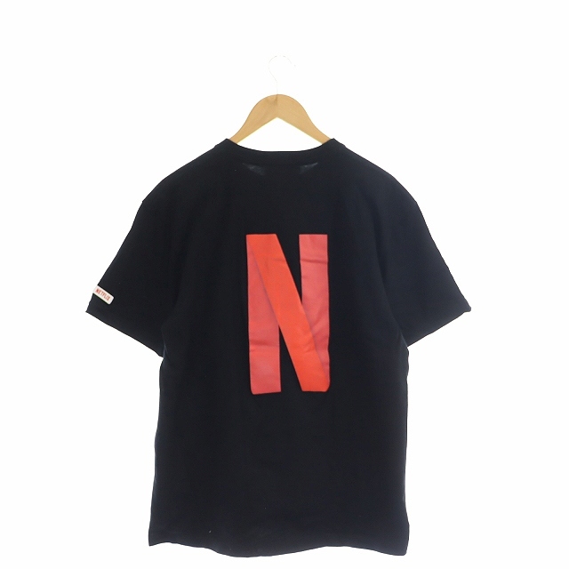ビームス BEAMS × NETFLIX Bingeing T-Shirt Tシャツ カットソー 半袖 ロゴ プリント L 黒 赤 ブラック レッド /DF ■OS ■SH メンズ_画像2