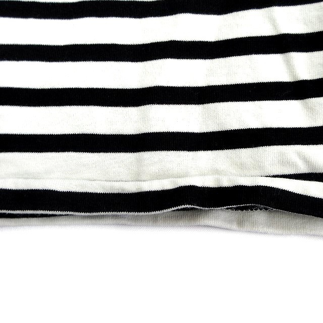レイビームス Ray Beams ボーダー カットソー Tシャツ 袖フリル 切替 半袖 白 × 黒 ホワイト レディースの画像4