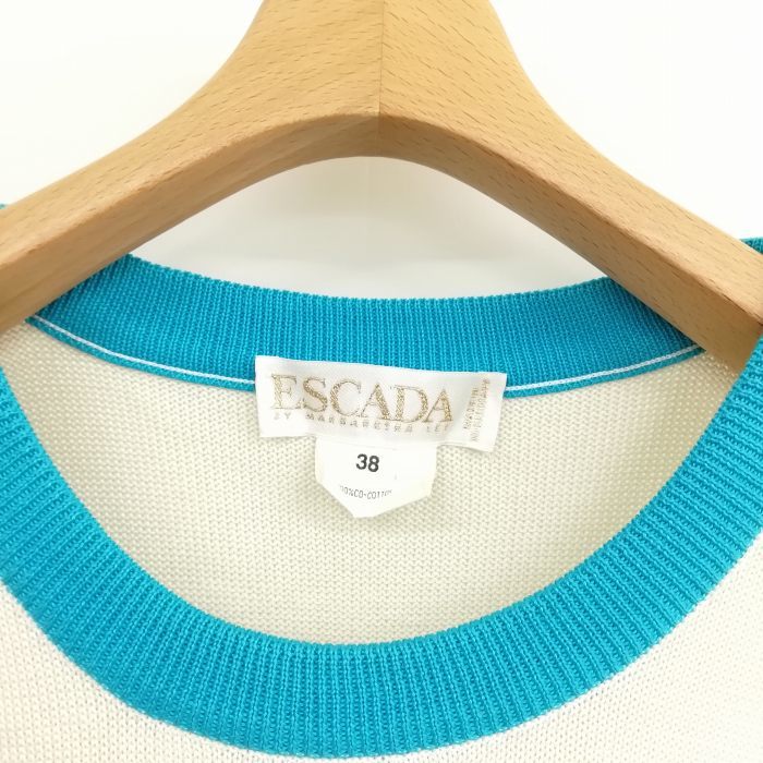  Escada ESCADA прекрасный товар украшен блестками вышивка общий рисунок тянуть over хлопок вязаный свитер tops Vintage длинный рукав 38 мульти- 