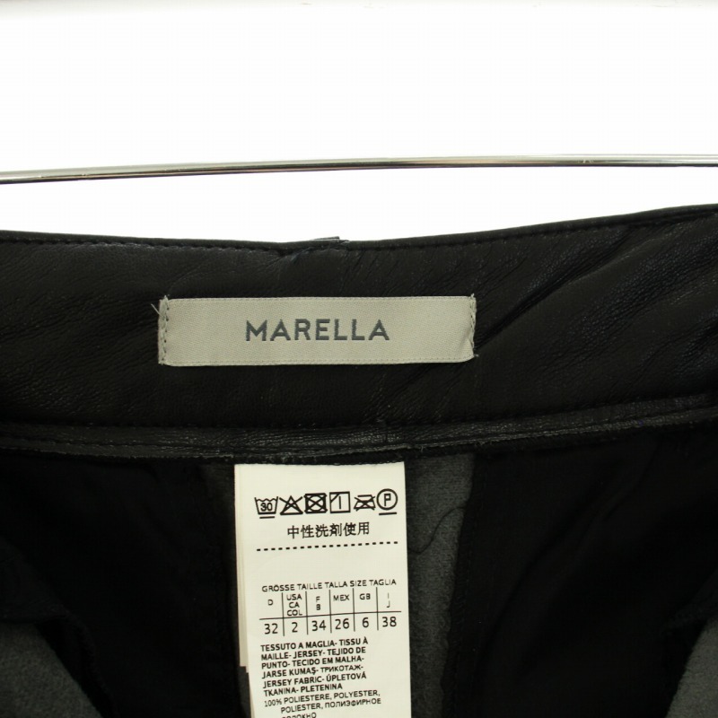 マレーラ MARELLA ガウチョパンツ フェイクレザー ワイド カプリ 38 M 黒 ブラック /HN30 レディースの画像7