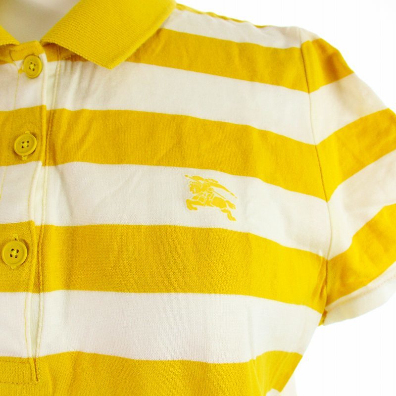 バーバリーゴルフ BURBERRY GOLF ポロシャツ カットソー 半袖 ボーダー ゴルフウェア 3 L 黄 イエロー 白 ホワイト_画像7