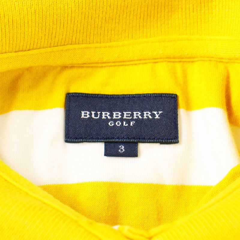 バーバリーゴルフ BURBERRY GOLF ポロシャツ カットソー 半袖 ボーダー ゴルフウェア 3 L 黄 イエロー 白 ホワイト_画像4