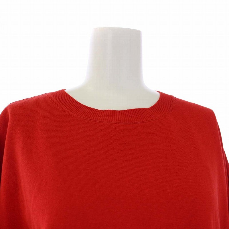 エンフォルド ENFOLD 20SS ウォッシャブルコットン ニットTシャツ カットソー 半袖 コットン100％ 38 M 赤 レッド /KH レディース_画像5