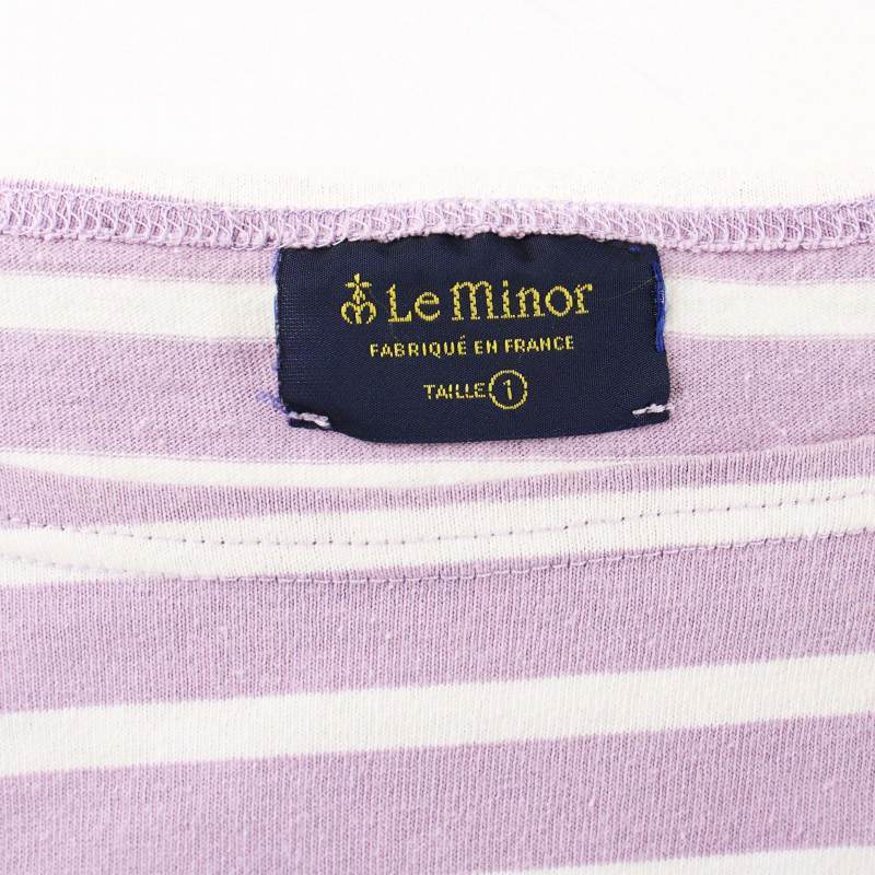  Le Minor Leminor cut and sewn bus k shirt no sleeve border 1 S purple purple /TR22 lady's 