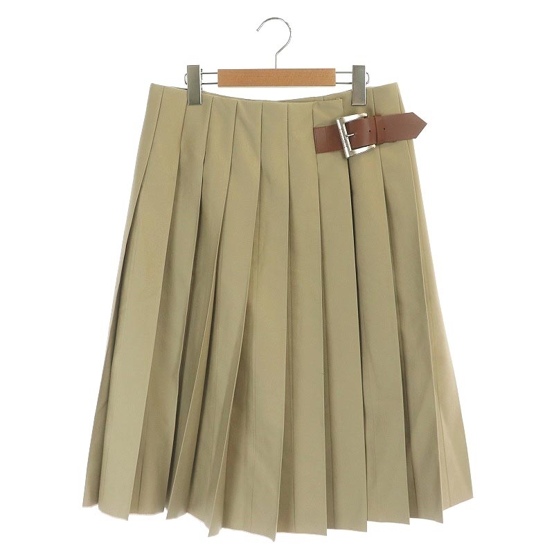 マディソンブルー MADISONBLUE 23SS PLEATED WRAP SKIRT CHINO ラップ プリーツスカート フレア ミモレ丈 ロング カットオフ 01 ベージュ /