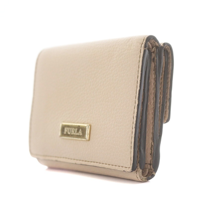 フルラ FURLA CLASSIC S TRI-FOLD 三つ折り財布 レザー ロゴ ピンクベージュ PS82 B30 /WM レディース_画像3