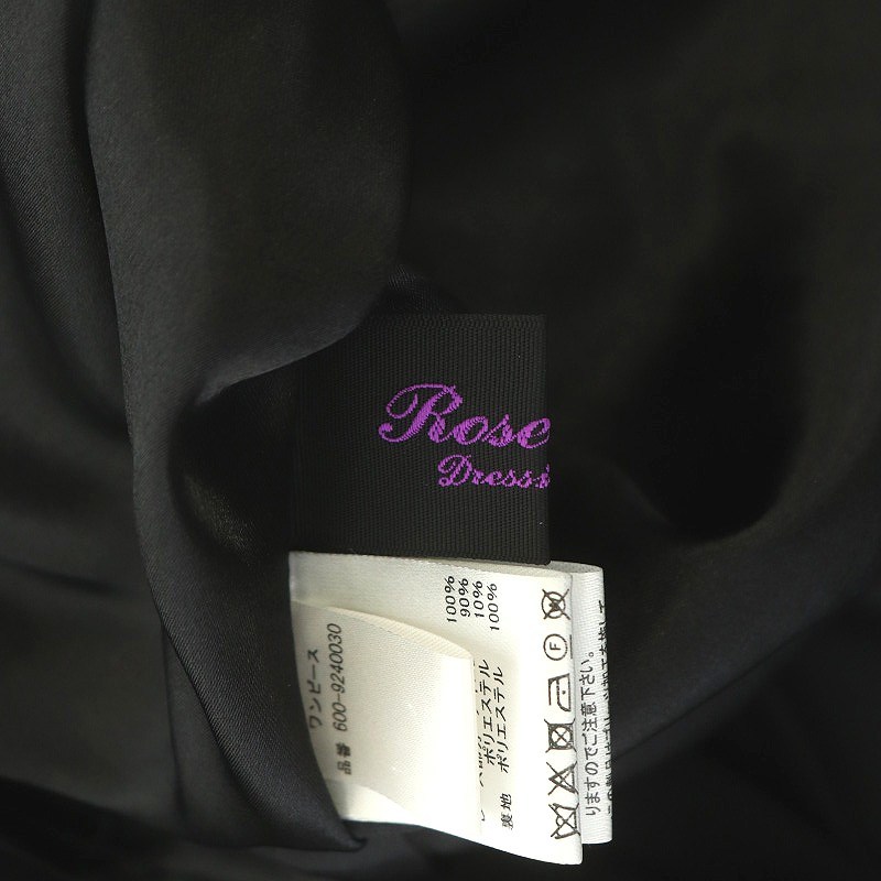  Rose Bud ROSE BUD lame pleat One-piece long no sleeve race 38 black Gold color black /HK #OS lady's 