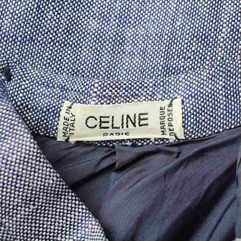 セリーヌ CELINE タイトスカート ひざ丈 サイドボタン 38 L 青 ブルー /AT1 レディース_画像4