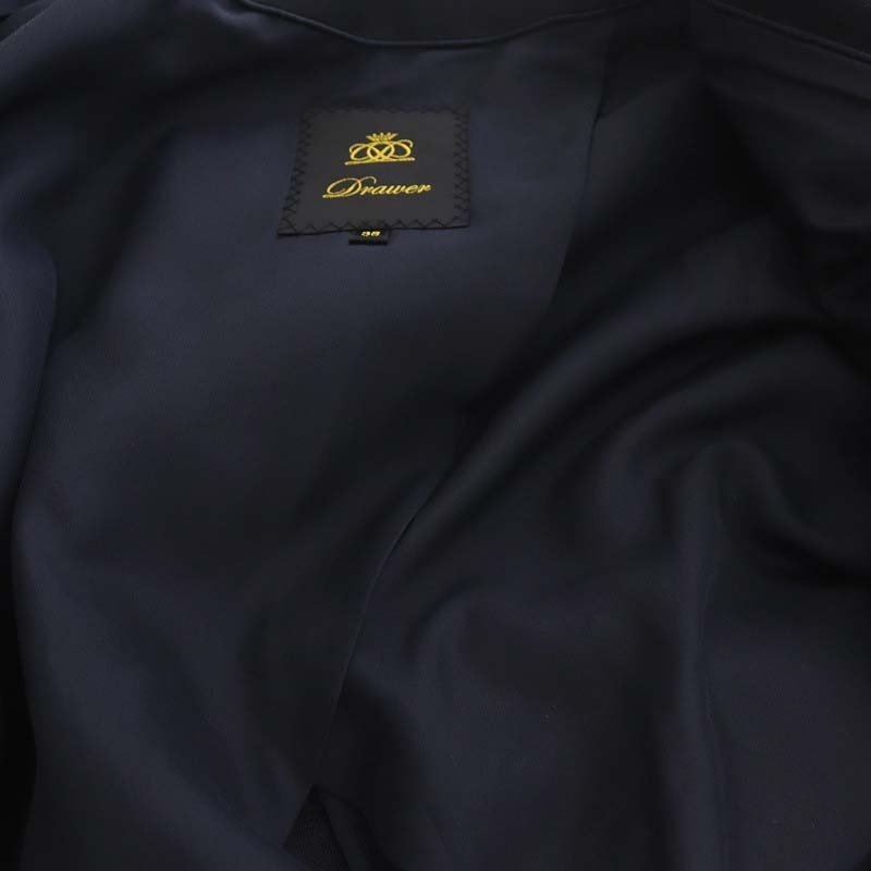 ドゥロワー Drawer ナナコ織りハーフスリーブノーカラージャケット 38 濃紺 ネイビー /DF ■OS レディース_画像4