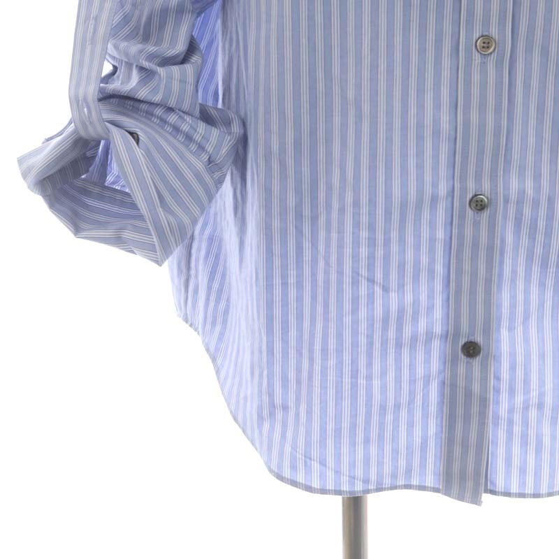 アイレネ IRENE 23SS Roll Up Sleeve Stripe Shirt シャツ ストライプ 長袖 36 水色 白 紺 /HK ■OS レディース_画像5