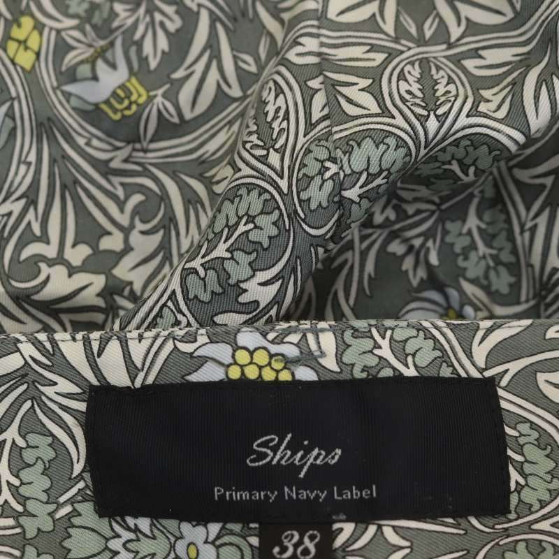 シップス SHIPS Primary Navy Label バティックプリントキュロットスカート ワイドパンツ シルク混 38 グレー マルチカラー /HS ■OS レデ_画像3