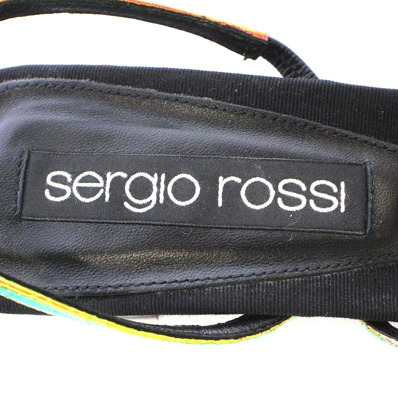 セルジオロッシ Sergio rossi サンダル チャンキーヒール スクエアトゥ バックストラップ 38.5 25.5cm マルチカラー /YO21 レディース_画像5