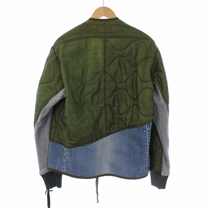 グレッグローレン GREG LAUREN ジュン取扱 50/50 MODERN FLIGHT JACKET フライトジャケット 中綿 キルティング デニム 切替 2 M カーキ ブ_画像2