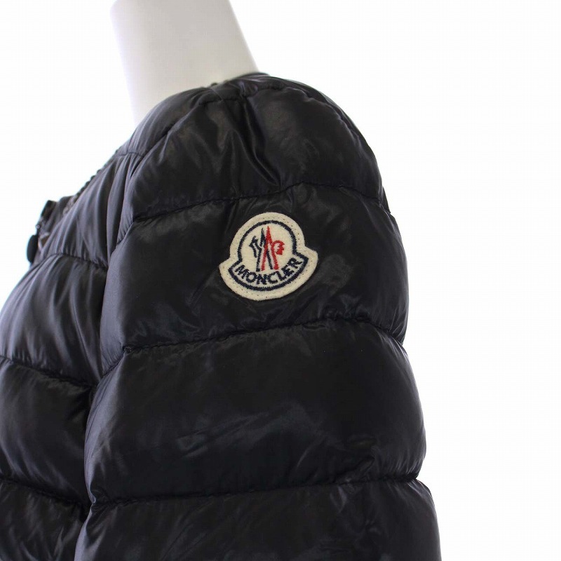 モンクレール MONCLER ROSEAU ダウンジャケット アウター ノーカラー スタッズ レザー切替 ジップアップ 0 XS 黒 ブラック /KH レディース_画像7