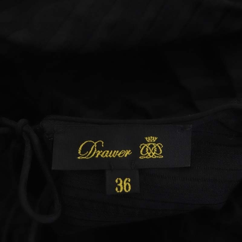 ドゥロワー Drawer タックボーダーティアードワンピース ロング 36 黒 ブラック /MF ■OS レディースの画像3