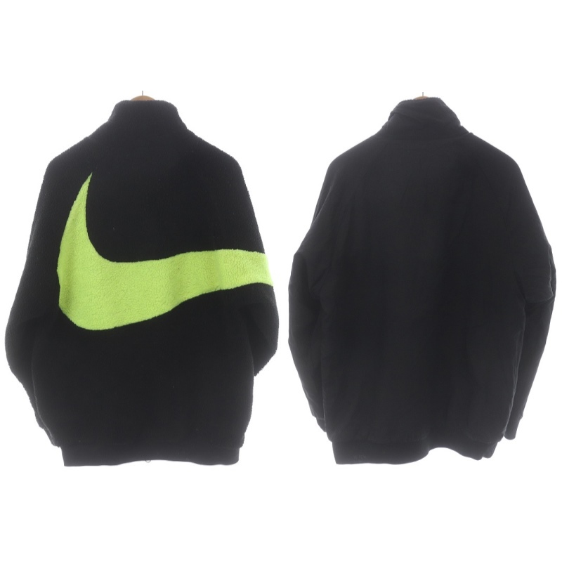 ナイキ NIKE VM SWOOSH FULL ZIP JACKET ボアジャケット リバーシブル ジップアップ ハイネック L BQ6546-017 黒 黄緑 /SI27_画像2