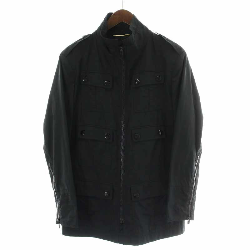 バーバリー BURBERRY スタンドカラージャケット ジップアップ ポケット 50 M 黒 ブラック /YI33 メンズ