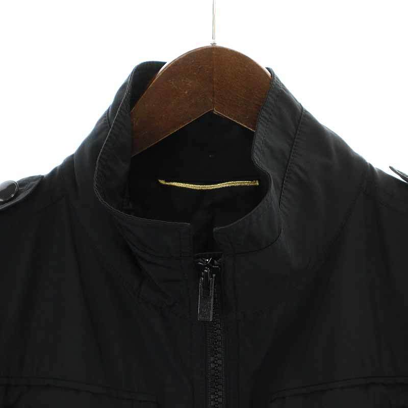 バーバリー BURBERRY スタンドカラージャケット ジップアップ ポケット 50 M 黒 ブラック /YI33 メンズ_画像4