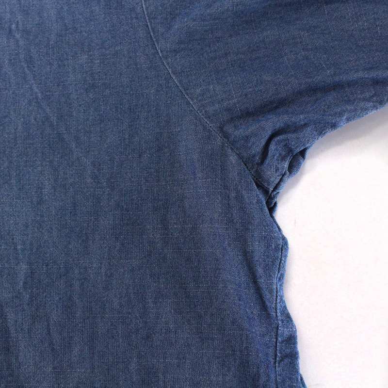 ビームス BEAMS カジュアルシャツ プルオーバー 五分袖 無地 S 青 ブルー /TR22 メンズ_画像6