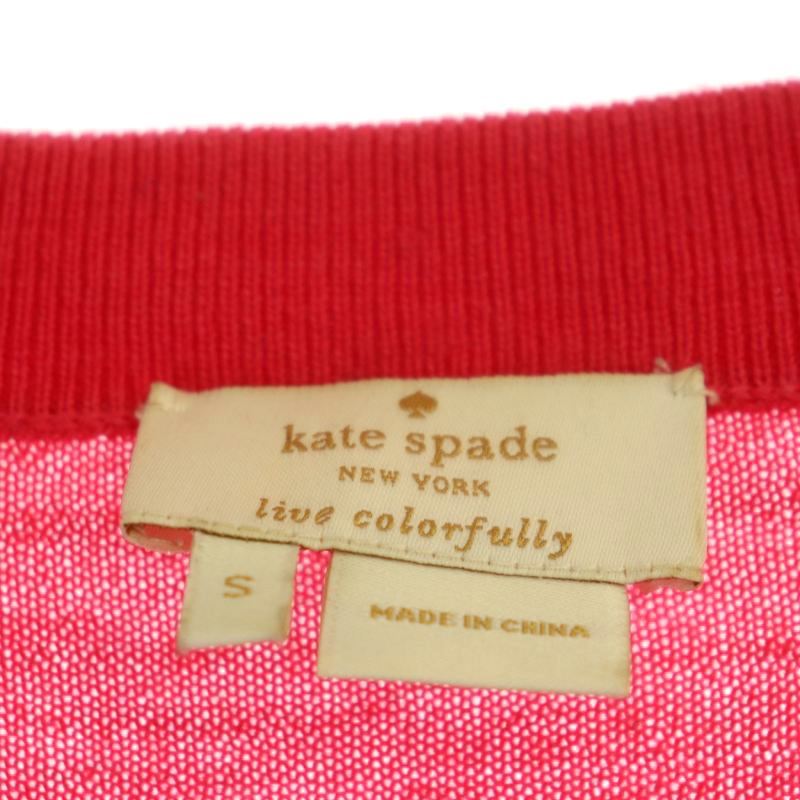 ケイトスペード KATE SPADE クルーネックカーディガン ニット 長袖 装飾 ウール S ローズ /NR ■OS レディース_画像3