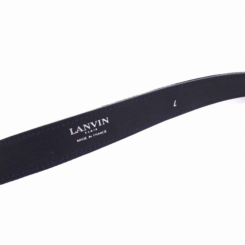 未使用品 ランバン LANVIN 2015年製 ベルト ボーダー ビジュー L 紺 ダークネイビー ブラウン /YM ■GY21 レディース_画像4