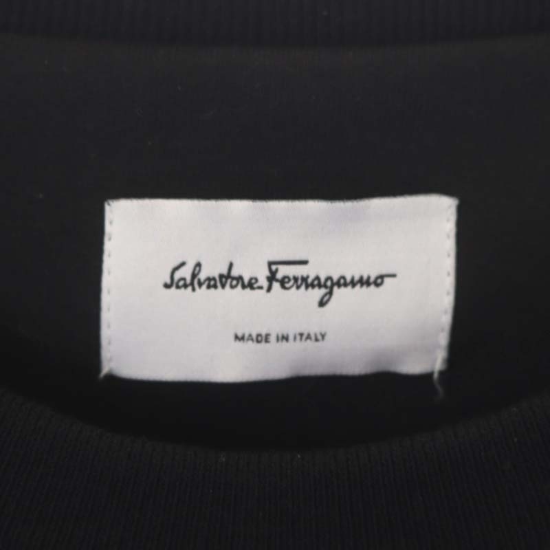 サルヴァトーレフェラガモ Salvatore Ferragamo ロゴ スウェットシャツ トレーナー 裏起毛 長袖 コットン M 黒 ブラック 3160-001 /HS ■OS_画像3